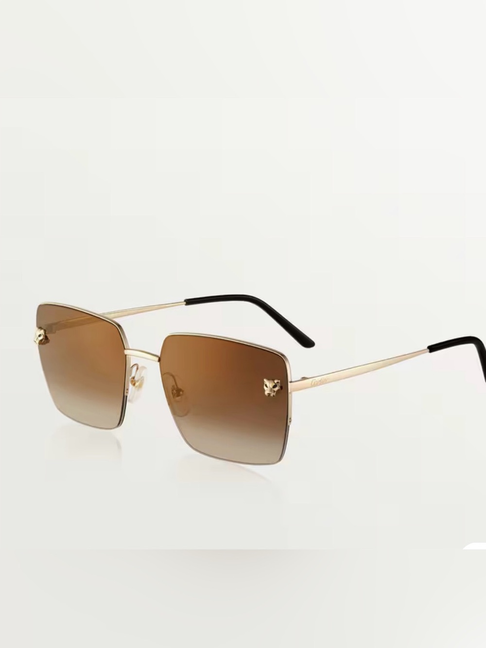 Cartier Panthère Sunglasses in Smooth Gold Finish Metal.